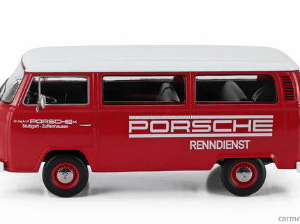 Volkswagen T2b Minibus Porsche Renndienst Stuttgart Zuffenhausen 1972 1:18 KK Scale červená biela