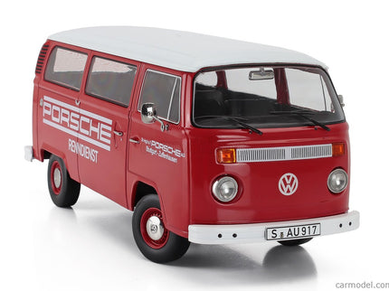 Volkswagen T2b Minibus Porsche Renndienst Stuttgart Zuffenhausen 1972 1:18 KK Scale červená biela