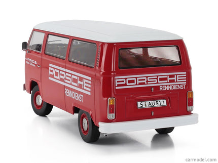 Volkswagen T2b Minibus Porsche Renndienst Stuttgart Zuffenhausen 1972 1:18 KK Scale červená biela