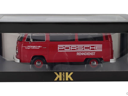 Volkswagen T2b Minibus Porsche Renndienst Stuttgart Zuffenhausen 1972 1:18 KK Scale červená biela