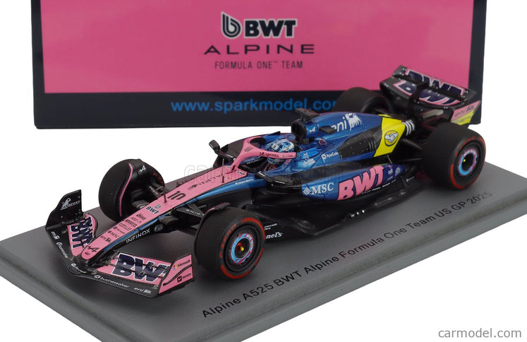 Alpine F1 A525 Team Bwt Alpine N°10 USA GP 2025 Pierre Gasly 1:43 Spark Model čierna modrá ružová