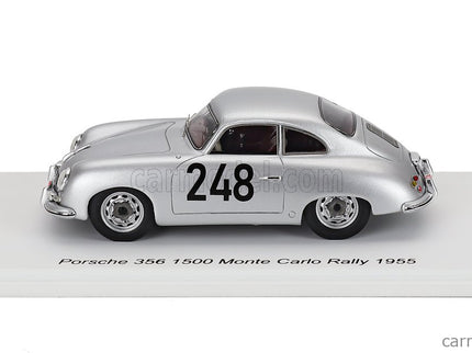 Porsche 356 1500 Coupe N°248 Rally Montecarlo 1955 Max Nathan - Heinz Schellhaas 1:43 Spark Model strieborná