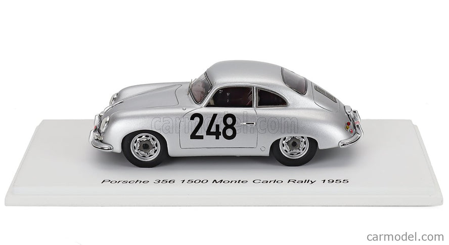 Porsche 356 1500 Coupe N°248 Rally Montecarlo 1955 Max Nathan - Heinz Schellhaas 1:43 Spark Model strieborná