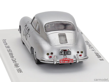 Porsche 356 1500 Coupe N°248 Rally Montecarlo 1955 Max Nathan - Heinz Schellhaas 1:43 Spark Model strieborná