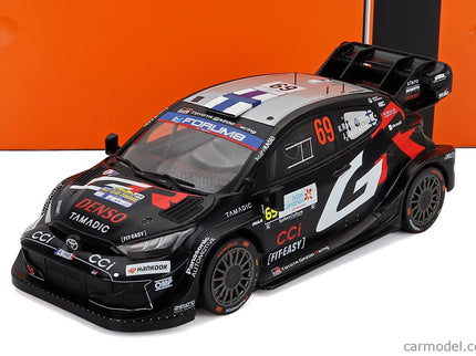 Toyota Yaris GR Hybrid RALLY1 Team Toyota Gazoo Racing Wrt N°69 Víťaz Rally Islas Canarias 2025 Kalle Rovanpera - Jonne Halttunen 1:18 IXO Models čierna biela