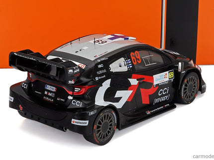 Toyota Yaris GR Hybrid RALLY1 Team Toyota Gazoo Racing Wrt N°69 Víťaz Rally Islas Canarias 2025 Kalle Rovanpera - Jonne Halttunen 1:18 IXO Models čierna biela