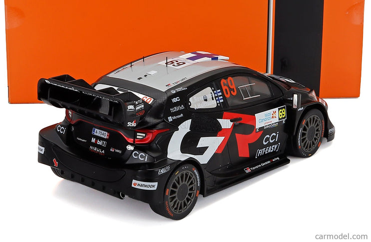 Toyota Yaris GR Hybrid RALLY1 Team Toyota Gazoo Racing Wrt N°69 Víťaz Rally Islas Canarias 2025 Kalle Rovanpera - Jonne Halttunen 1:18 IXO Models čierna biela