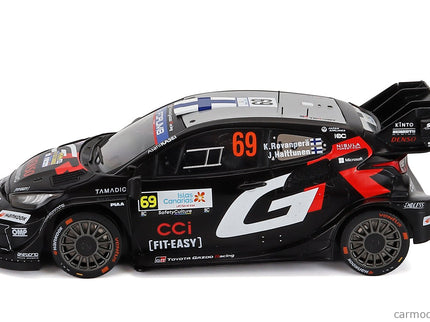 Toyota Yaris GR Hybrid RALLY1 Team Toyota Gazoo Racing Wrt N°69 Víťaz Rally Islas Canarias 2025 Kalle Rovanpera - Jonne Halttunen 1:18 IXO Models čierna biela