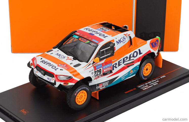 Toyota Hilux Pick-UP GR Dkr Team Overdrive Toyota Repsol N°299 Rally Dakar 2022 Chabot Ronan - Gilles Pillot 1:43 IXO Models biela oranžová