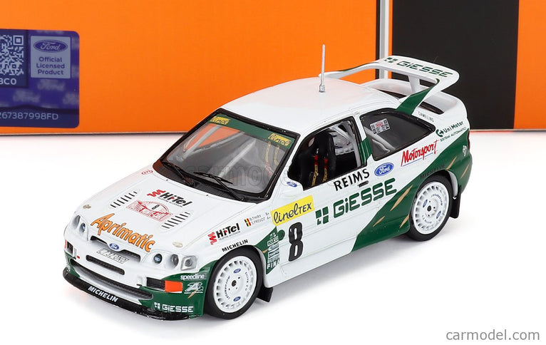 Ford Escort RS Cosworth Team Ford Motor N°8 Rally Montecarlo 1994 Bruno Thiry - Stephane Prevot 1:43 IXO Models biela zelená