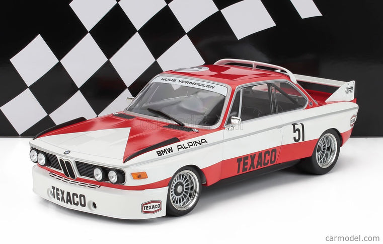 BMW 3.0 Csl Team Dutch National Racing (NL) N°51 3. Miesto Zandvoort 1974 Huub Vermeulen - Rob Slotemaker 1:18 Minichamps červená biela