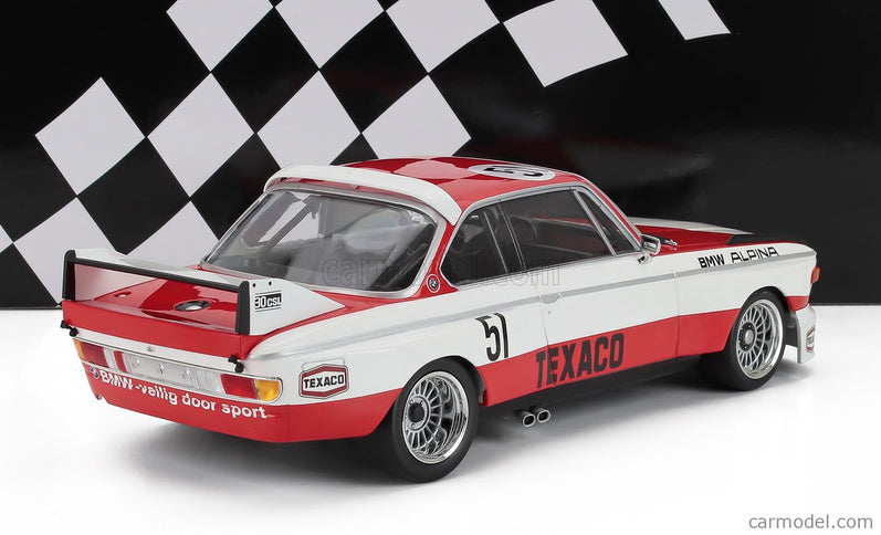 BMW 3.0 Csl Team Dutch National Racing (NL) N°51 3. Miesto Zandvoort 1974 Huub Vermeulen - Rob Slotemaker 1:18 Minichamps červená biela
