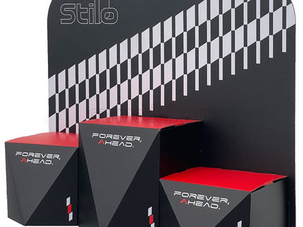 Stilo Helmet Podio F1 Helma Per Vincitori A 3 Gradini - 3-STEP Podium - First - Second - Third - Lungh.Lenght Cm 60.0 X Largh.Width Cm 23.0 X Alt.Height Cm 50.0 1:2 Mini Helmet čierna sivá červená