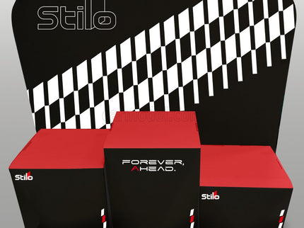 Stilo Helmet Podio F1 Helma Per Vincitori A 3 Gradini - 3-STEP Podium - First - Second - Third - Lungh.Lenght Cm 60.0 X Largh.Width Cm 23.0 X Alt.Height Cm 50.0 1:2 Mini Helmet čierna sivá červená