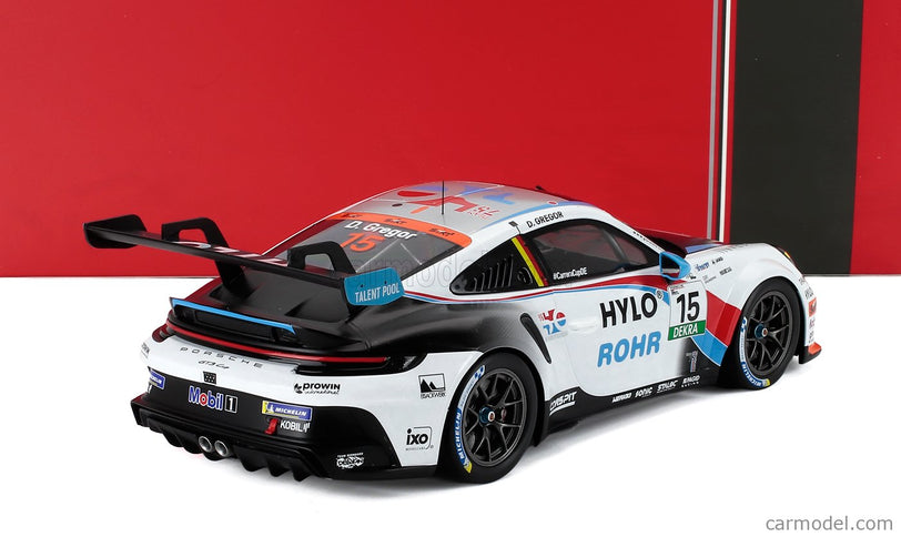 Porsche 911 992-2 GT3 Team 75 Bernhard N°15 Porsche Carrera Cup Germany Sezóna 2025 Daniel Gregor 1:18 IXO Models biela čierna