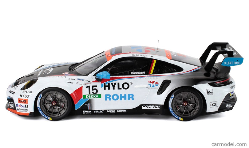 Porsche 911 992-2 GT3 Team 75 Bernhard N°15 Porsche Carrera Cup Germany Sezóna 2025 Daniel Gregor 1:18 IXO Models biela čierna