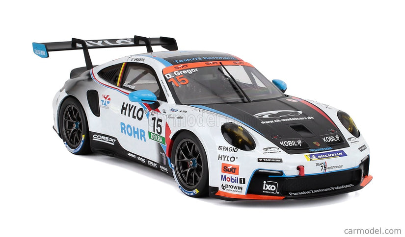 Porsche 911 992-2 GT3 Team 75 Bernhard N°15 Porsche Carrera Cup Germany Sezóna 2025 Daniel Gregor 1:18 IXO Models biela čierna