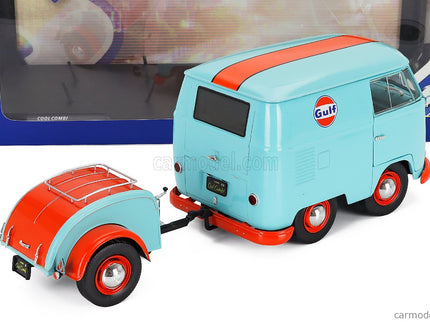 Volkswagen T1 Van Kool Combi With Trailer Gulf Oil Tribute 1950 1:18 Solido svetlomodrá oranžová
