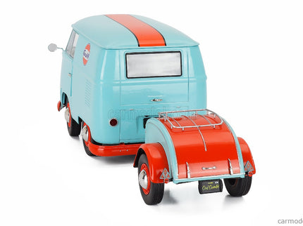 Volkswagen T1 Van Kool Combi With Trailer Gulf Oil Tribute 1950 1:18 Solido svetlomodrá oranžová