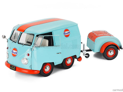 Volkswagen T1 Van Kool Combi With Trailer Gulf Oil Tribute 1950 1:18 Solido svetlomodrá oranžová