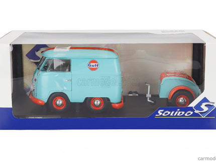 Volkswagen T1 Van Kool Combi With Trailer Gulf Oil Tribute 1950 1:18 Solido svetlomodrá oranžová