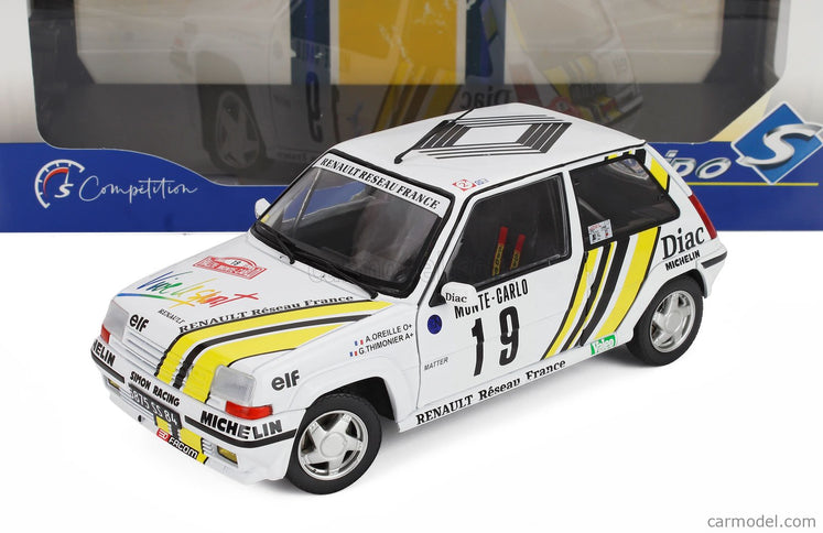 Renault R5 GT Turbo N°19 Rally Montecarlo 1989 Alain Oreille - Gilles Thimonier 1:18 Solido biela žltá