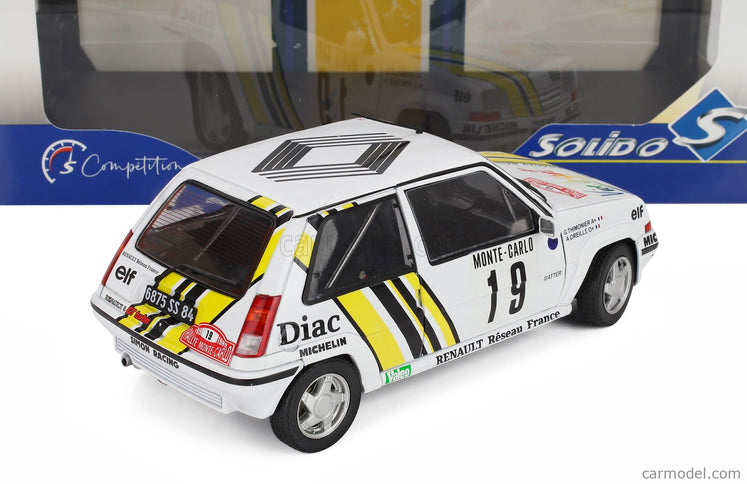 Renault R5 GT Turbo N°19 Rally Montecarlo 1989 Alain Oreille - Gilles Thimonier 1:18 Solido biela žltá