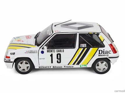 Renault R5 GT Turbo N°19 Rally Montecarlo 1989 Alain Oreille - Gilles Thimonier 1:18 Solido biela žltá