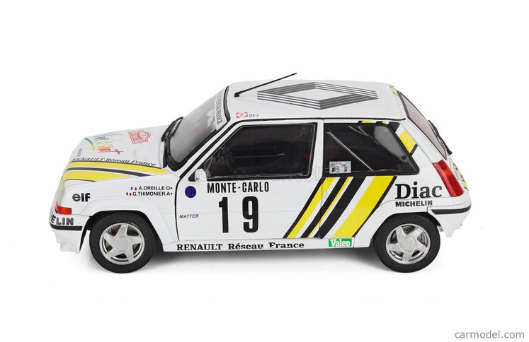 Renault R5 GT Turbo N°19 Rally Montecarlo 1989 Alain Oreille - Gilles Thimonier 1:18 Solido biela žltá
