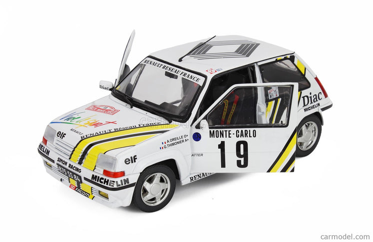 Renault R5 GT Turbo N°19 Rally Montecarlo 1989 Alain Oreille - Gilles Thimonier 1:18 Solido biela žltá