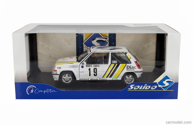 Renault R5 GT Turbo N°19 Rally Montecarlo 1989 Alain Oreille - Gilles Thimonier 1:18 Solido biela žltá