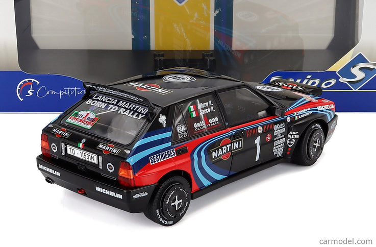 Lancia Delta HF Integrale EVO Martini 16V (night Version) N°1 Tribute TO Miki Biasion Rally Montecarlo 1990 1:18 Solido čierna