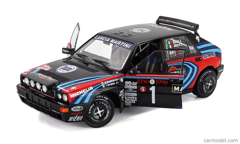Lancia Delta HF Integrale EVO Martini 16V (night Version) N°1 Tribute TO Miki Biasion Rally Montecarlo 1990 1:18 Solido čierna