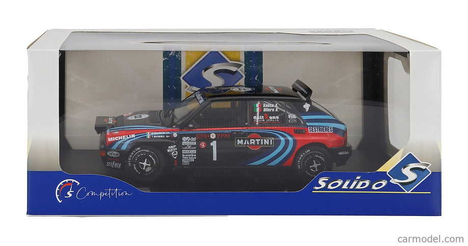 Lancia Delta HF Integrale EVO Martini 16V (night Version) N°1 Tribute TO Miki Biasion Rally Montecarlo 1990 1:18 Solido čierna