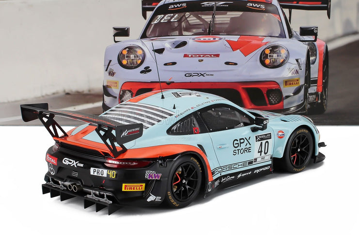 PORSCHE | 911 991-2 GT3 4.0L TEAM GPX RACING GULF N 40 24h SPA 2020 ROMAN DUMAS - LOUIS DELETRAZ - THOMAS PREINING | LIGHT BLUE RED
