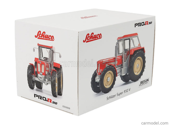 Schluter Super 950V Tractor Wit Cabine 1979 1:32 Schuco červená strieborná