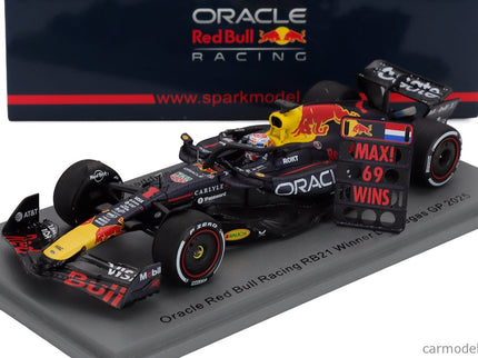 Red Bull F1 RB21 Team Oracle Red Bull Racing N°1 Víťaz Las Vegas USA GP With Pit Board 2025 Max Verstappen 1:43 Spark Model modrá žltá červená