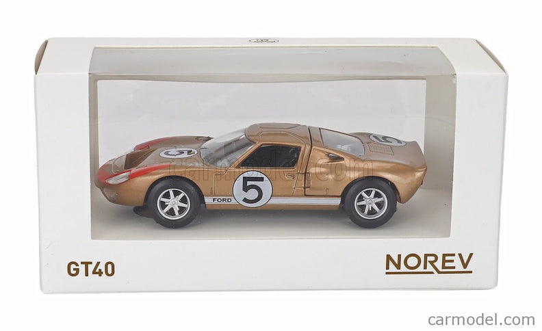 Ford GT40 Mkii 7.0L V8 Team Holman & Moody N°5 3. Miesto 24h Le Mans 1966 Ronnie Bucknum - Dick Hutcherson 1:43 Norev zlatá červená