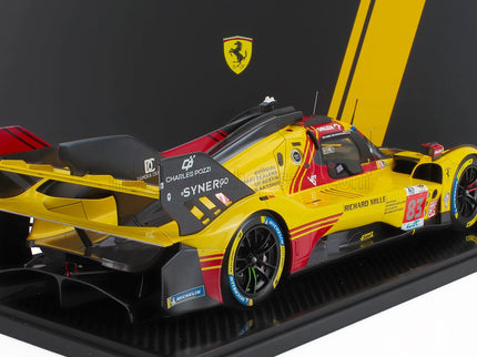 FERRARI | 499P 3.0L TURBO V6 TEAM AF CORSE N  83 24h LE MANS 2024 ROBERT KUBICA - ROBERT SHWARTZMAN - YIFEI YE - CON VETRINA - WITH SHOWCASE | YELLOW RED