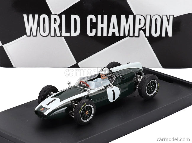 Cooper F1 T53 N°1 Majster Sveta Víťaz British GP 1960 Jack Brabham - With Driver Figúrka 1:43 Brumm zelená