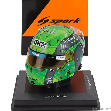 Bell Helmet Helma F1 Lando Norris Majster Sveta Team Mclaren N°4 Las Vegas USA GP 2025 1:5 Spark Model zelená čierna