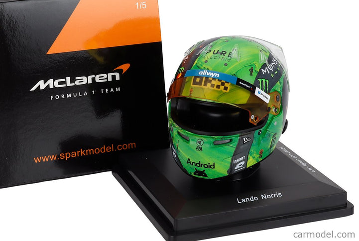 Bell Helmet Helma F1 Lando Norris Majster Sveta Team Mclaren N°4 Las Vegas USA GP 2025 1:5 Spark Model zelená čierna