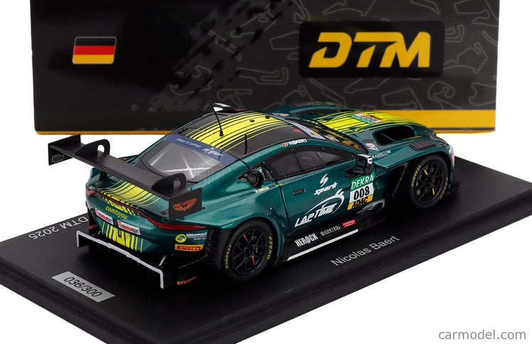 ASTON MARTIN Vantage Amr GT3 EVO 4.0L Turbo V8 Team Comtoyou Racing N°008 DTM Sezóna 2025 Nicolas Baert 1:43 Spark Model zelená metalická žltá