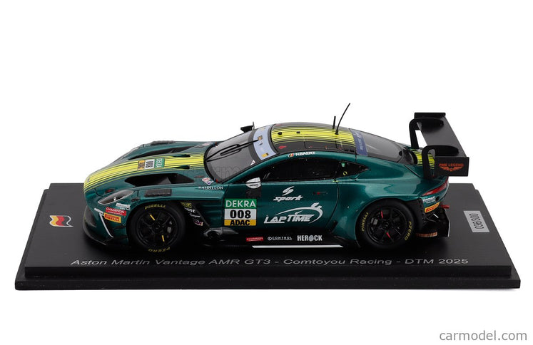 ASTON MARTIN Vantage Amr GT3 EVO 4.0L Turbo V8 Team Comtoyou Racing N°008 DTM Sezóna 2025 Nicolas Baert 1:43 Spark Model zelená metalická žltá