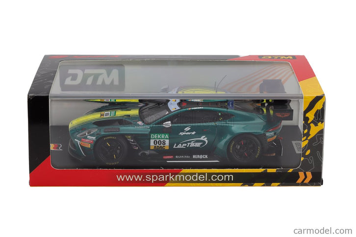 ASTON MARTIN Vantage Amr GT3 EVO 4.0L Turbo V8 Team Comtoyou Racing N°008 DTM Sezóna 2025 Nicolas Baert 1:43 Spark Model zelená metalická žltá
