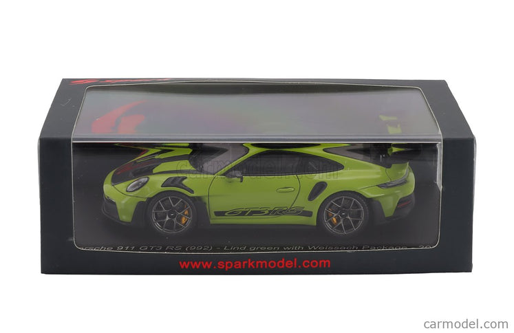 Porsche 911 992 GT3 RS Weissach Package Coupe 2023 1:43 Spark Model zelená čierna