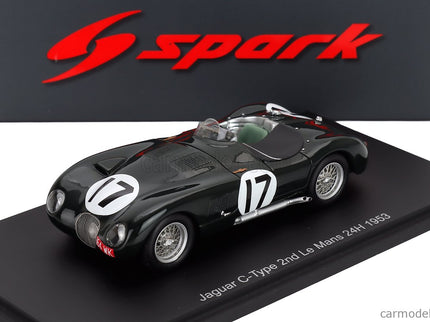 Jaguar C-Type 3.4L S6 Team Jaguar Cars Ltd N°17 2. Miesto 24h Le Mans 1953 Stirling Moss - Peter Walker 1:43 Spark Model British Racing zelená