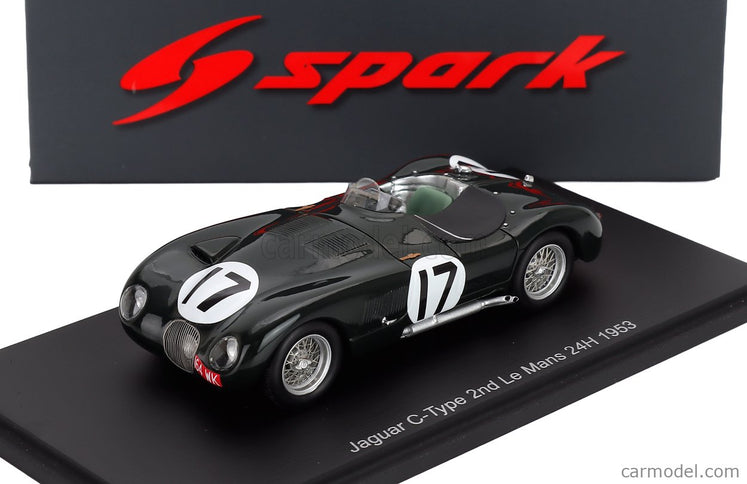 Jaguar C-Type 3.4L S6 Team Jaguar Cars Ltd N°17 2. Miesto 24h Le Mans 1953 Stirling Moss - Peter Walker 1:43 Spark Model British Racing zelená