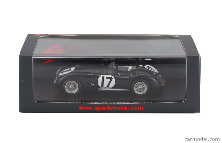 Jaguar C-Type 3.4L S6 Team Jaguar Cars Ltd N°17 2. Miesto 24h Le Mans 1953 Stirling Moss - Peter Walker 1:43 Spark Model British Racing zelená