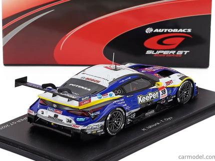 Toyota Supra GR Team Keeper Cerumo N°38 GT500 Class Super GT 2025 Hiroaki Ishiura - Toshiki Oyu 1:43 Spark Model modrá čierna biela